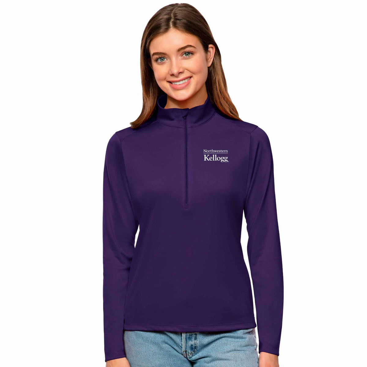 Kellogg Women's Antigua Tribute 1/2 Zip Pullover in Purple