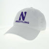 Northwestern University Wildcats Unconstructed White Cotton Twill Hat with N & Wrestling Design
