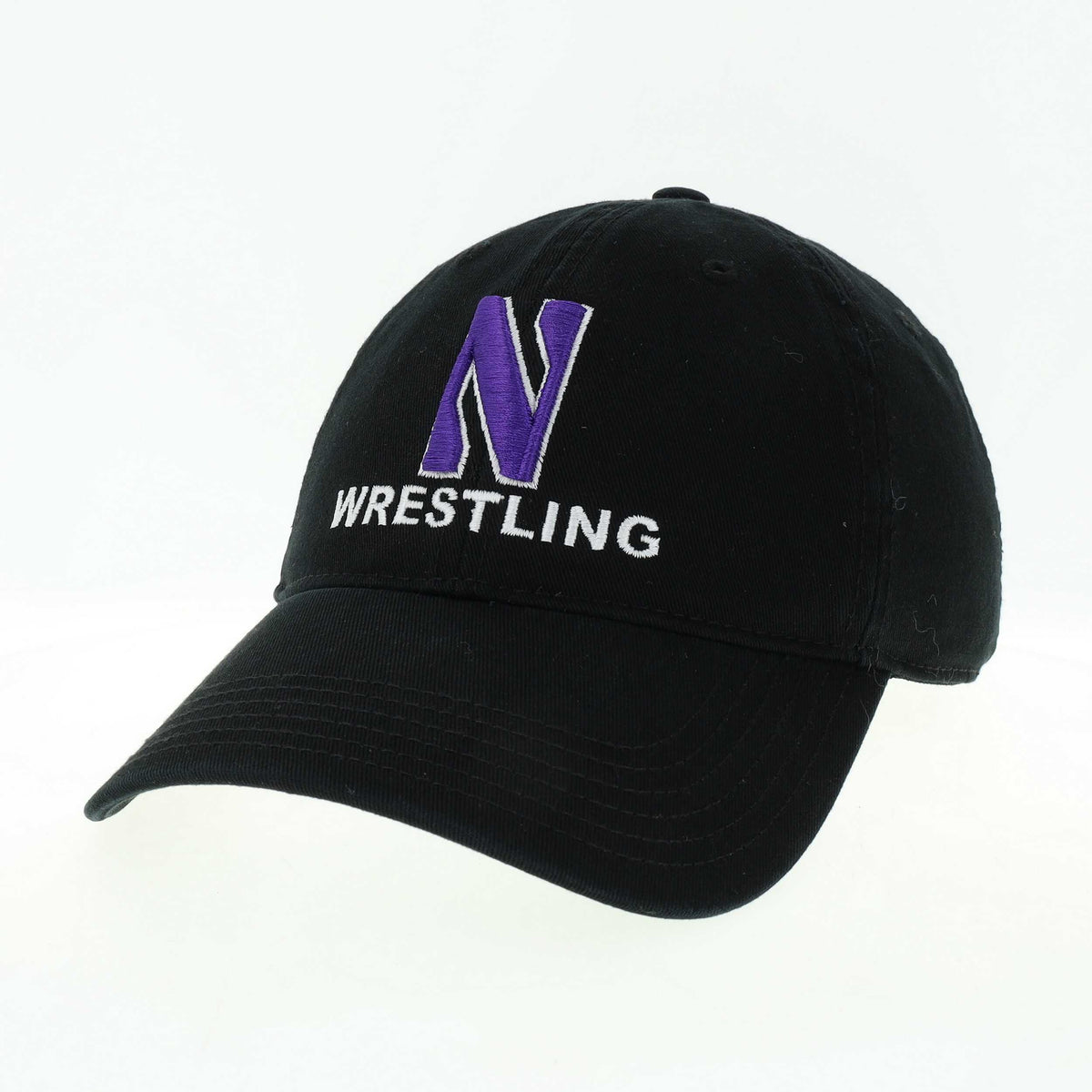 Northwestern University Wildcats Unconstructed Black Cotton Twill Hat with N & Wrestling Design