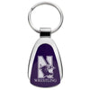 Northwestern University Wildcats Laser Engraved Purple Teardrop Key Chain with Mascot & Wrestling Design