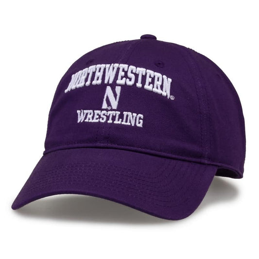 Northwestern University Wildcats Unconstructed Purple Cotton Twill Hat with Wrestling Design