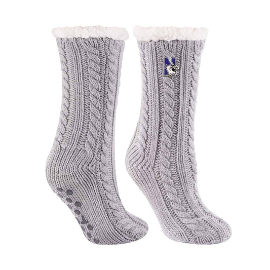 Northwestern University Wildcats Grey Miss Chalet Dual Layered Lounge Sock