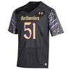 Northwestern University Wildcats Youth Under Armour Black Gothic Replica Football Jersey with #51-Front
