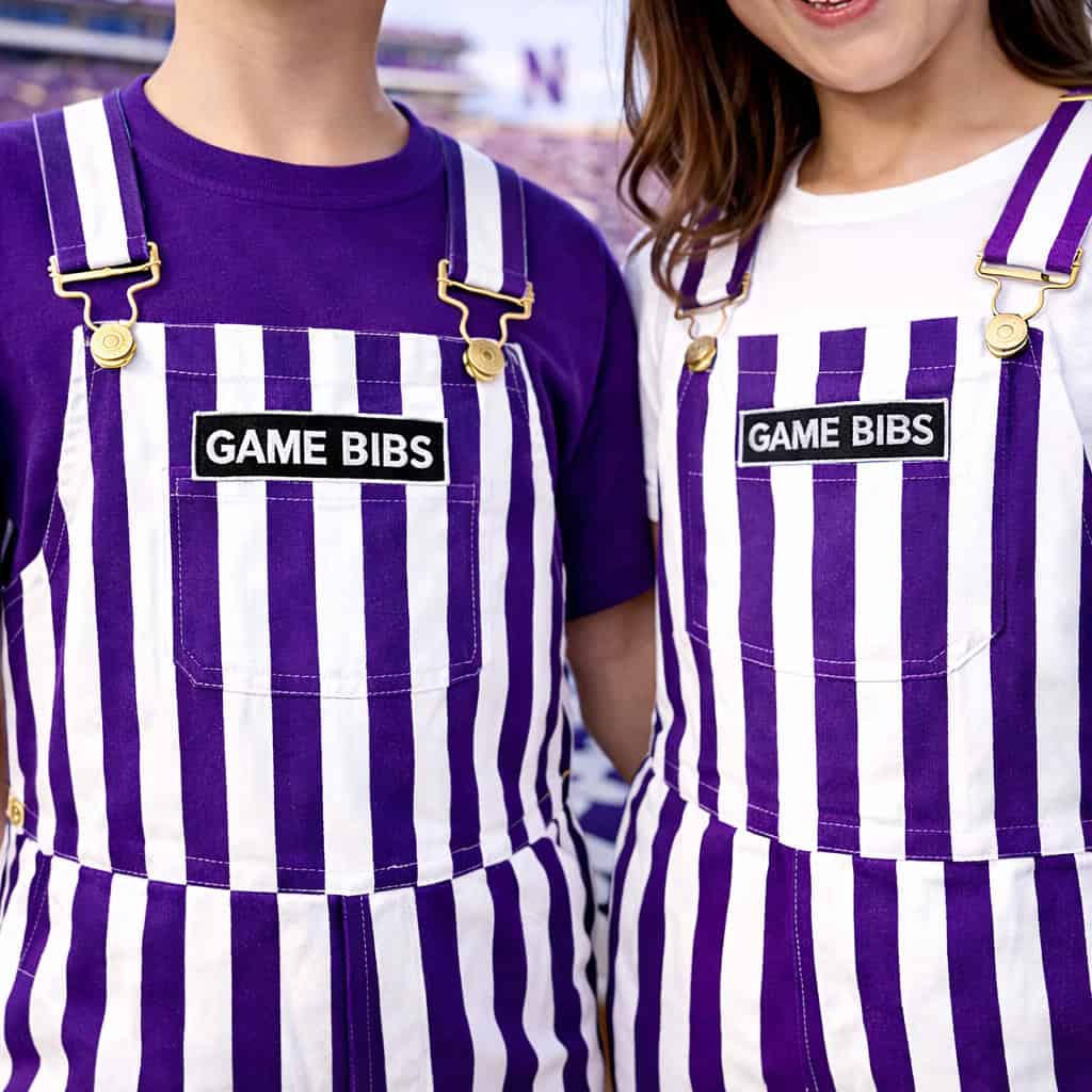 Purple/White Color Youth Game Bib Overalls-2