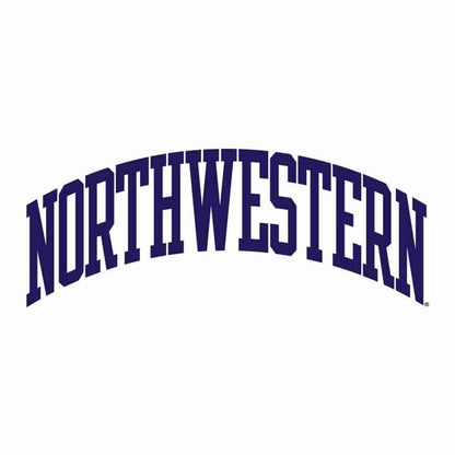 Northwestern University Wildcats Men's White Champion Eco Powerblend Crewneck Sweatshirt with Purple Arched Northwestern Wool Sewn Appliqué Design -3