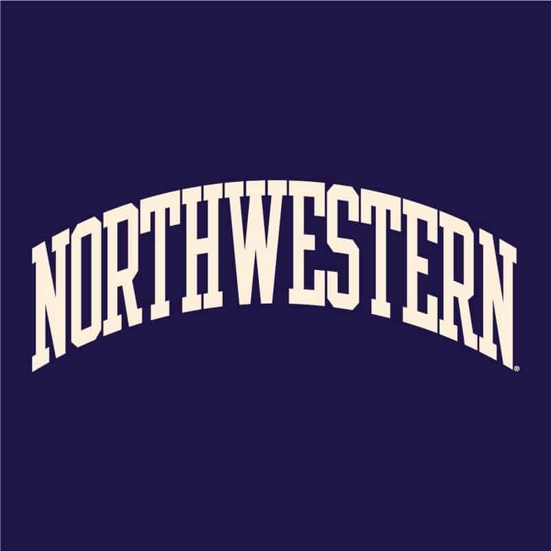 Northwestern University Wildcats Men's Purple Champion Eco Powerblend Crewneck Sweatshirt with Creamy White Arched Northwestern Wool Sewn Appliqué Design-3