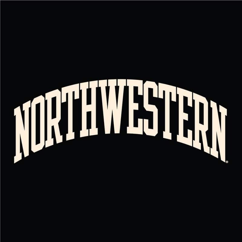 Northwestern University Wildcats Men's Black Champion Super Heavy Reverse Weave Crewneck Sweatshirt with Creamy White Arched Northwestern Wool Sewn Appliqué Design -2