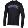 Northwestern University Wildcats Men's Black Long Sleeve Tee Shirt with Vintage Appliqué Arched Northwestern Design