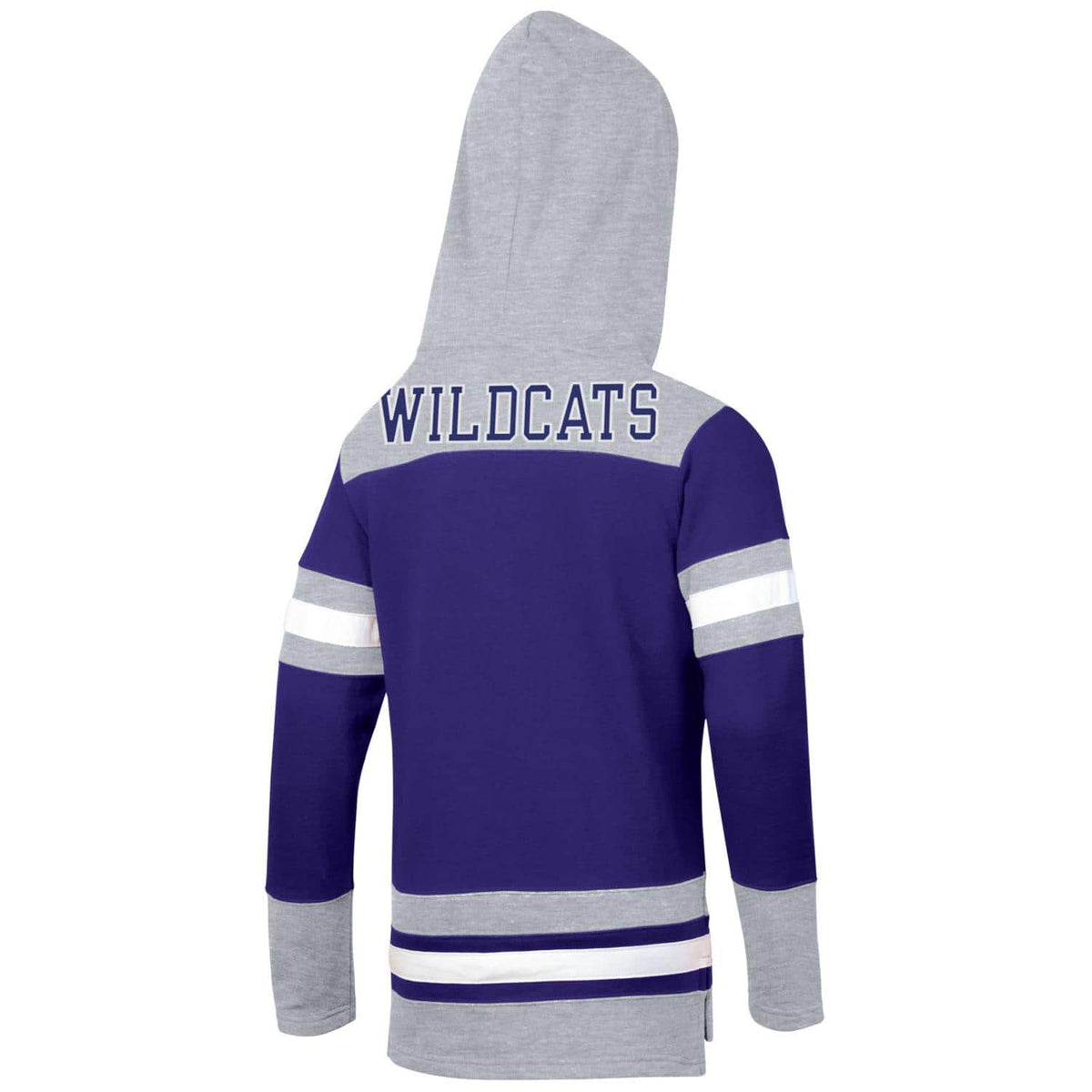 Northwestern University Wildcats Champion Men's Purple/Heather Pullover Hockey Hooded Sweatshirt with Diagonal & N-Cat Design -3
