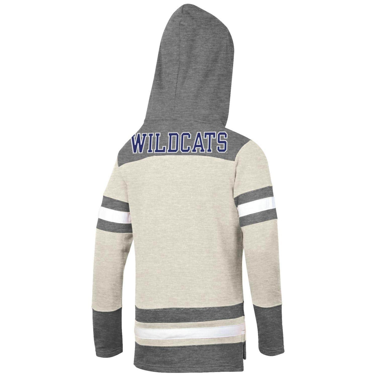 Northwestern University Wildcats Champion Men's Oatmeal/Heather Pullover Hockey Hooded Sweatshirt with Diagonal & N-Cat Design -3