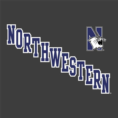 Northwestern University Wildcats Champion Men's Heather/Purple Pullover Hockey Hooded Sweatshirt with Diagonal & N-Cat Design -2