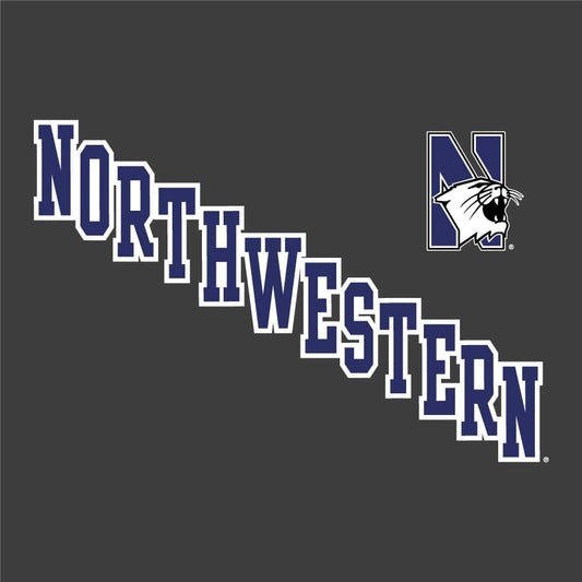Northwestern University Wildcats Champion Men's Heather/Purple Pullover Hockey Hooded Sweatshirt with Diagonal & N-Cat Design -2