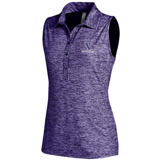 Northwestern University Wildcats Ladies Under Armour Zinger Sleeveless Polo in Purple Twist