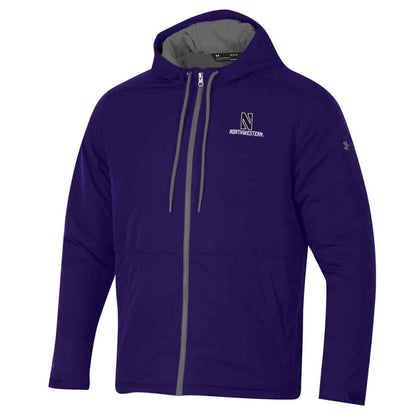 Northwestern University Wildcats Men’s Under Armour Purple Coldgear Fleece -Lined Puffer Fullzip Hooded Jacket