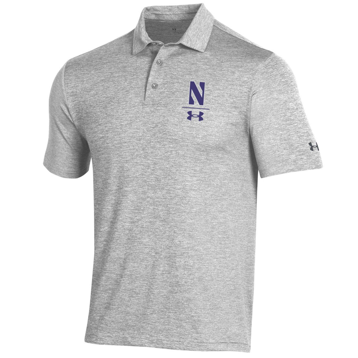 Northwestern University Wildcats Men’s Under Armour Playoff Heather Polo in Mod Grey