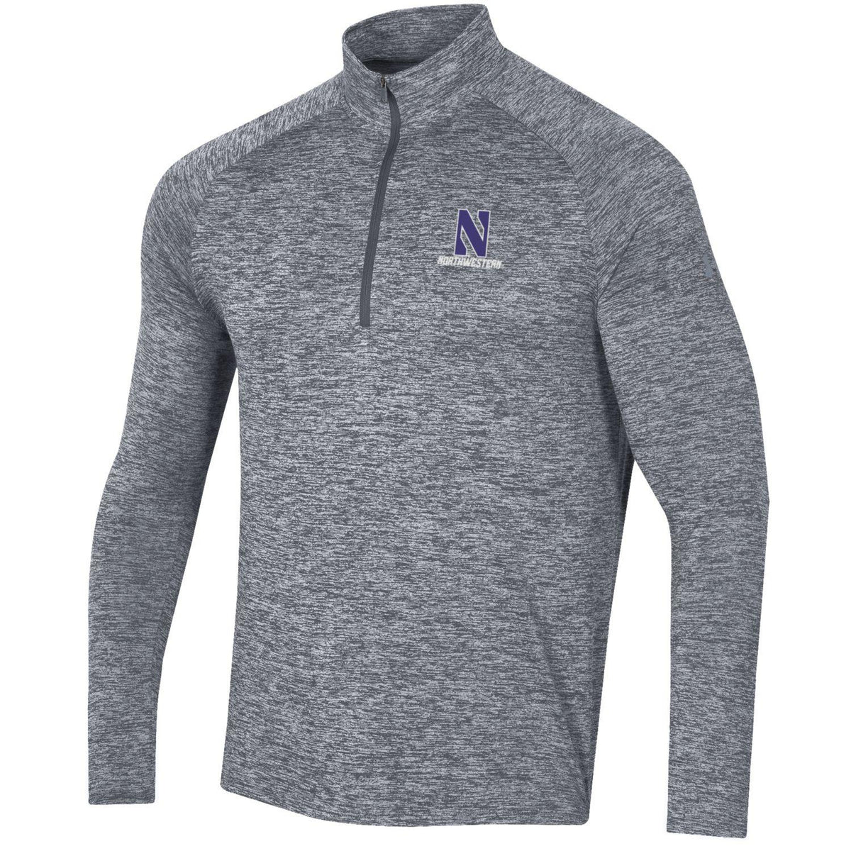 Northwestern University Wildcats Men’s Under Armour Mod Grey Tech Twist 1/4 Zip with Stylized N Design