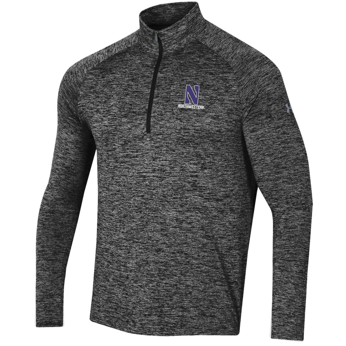 Northwestern University Wildcats Men’s Under Armour Black Tech Twist 1/4 Zip with Stylized N Design