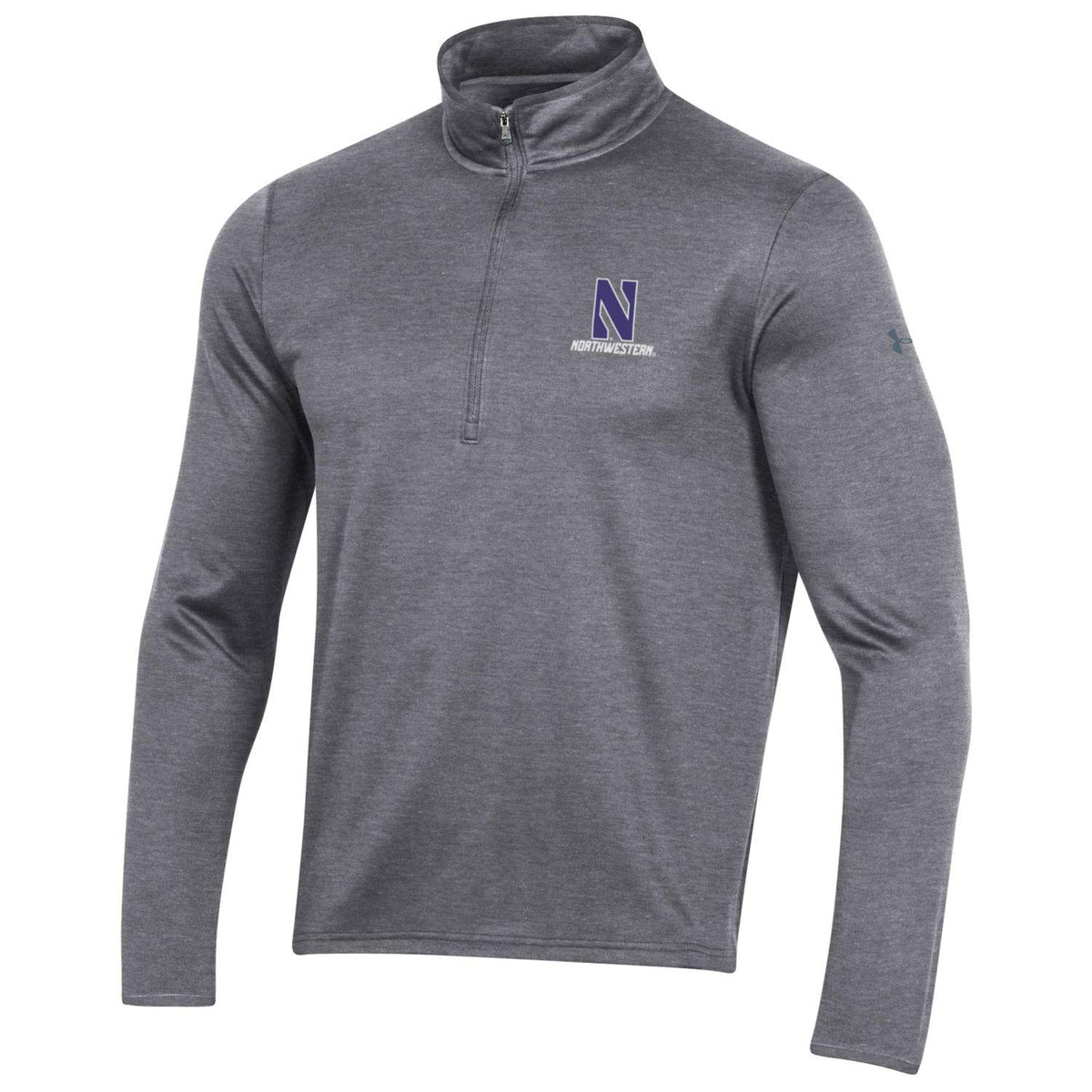 Northwestern University Wildcats Men’s Under Armour Fleece 1/2 Zip with Stylized N Design in Carbon Heather Color