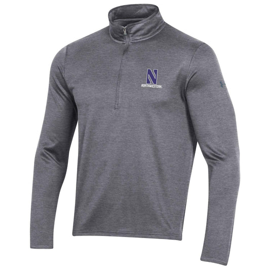 Northwestern University Wildcats Men’s Under Armour Fleece 1/2 Zip with Stylized N Design in Carbon Heather Color