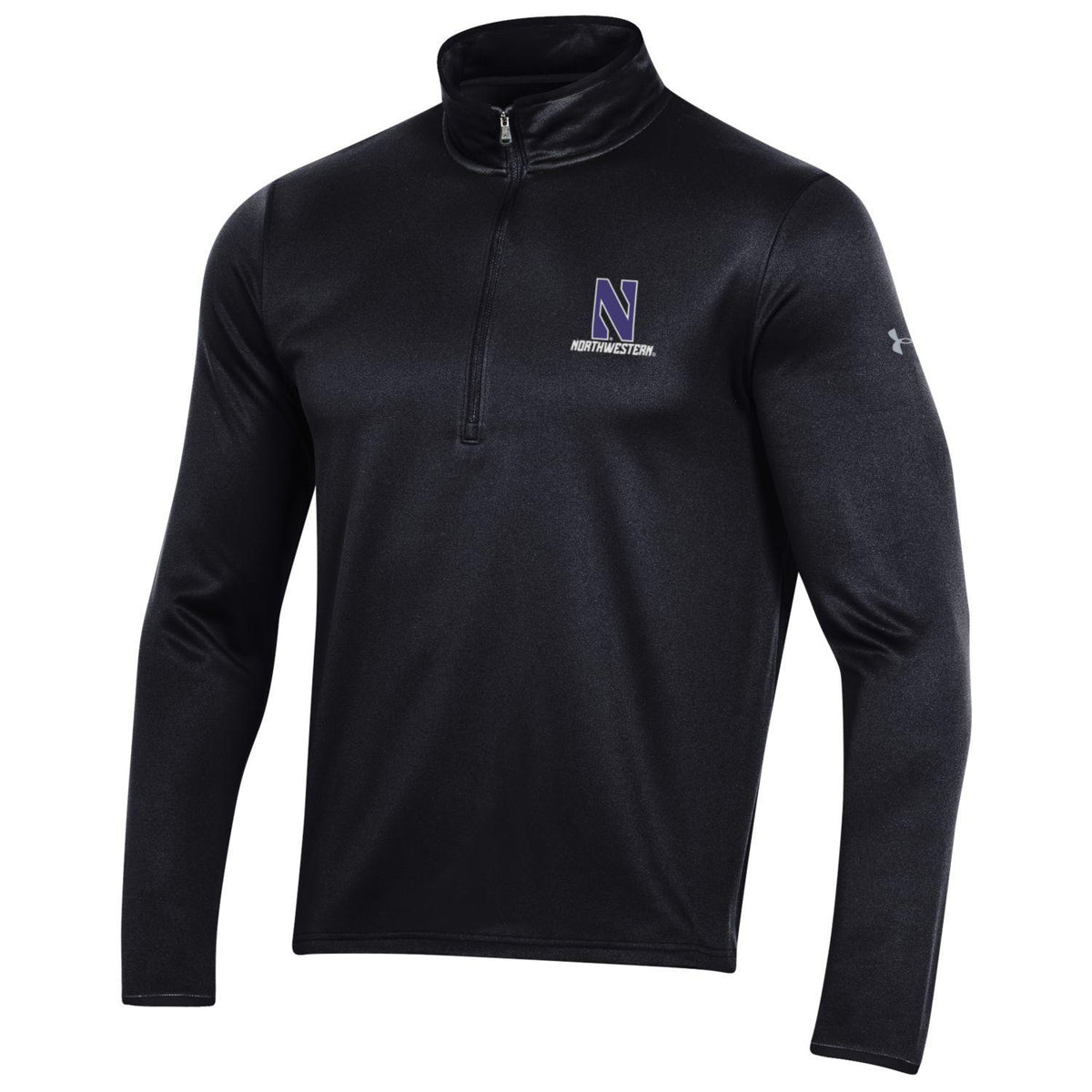 Northwestern University Wildcats Men’s Under Armour Fleece 1/2 Zip with Stylized N Design in Black Color