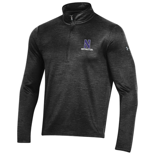 Northwestern University Wildcats Men’s Under Armour Fleece 1/2 Zip with Stylized N Design in Black Novelty Color