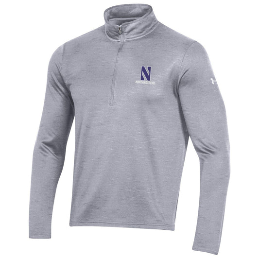 Northwestern University Wildcats Men’s Under Armour Fleece 1/2 Zip with Stylized N Design in Mod Grey Novelty Color