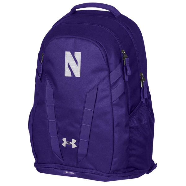 Northwestern University Wildcats Under Armour Purple Hustle 5.0 Backpack with Stylized N in Solid White
