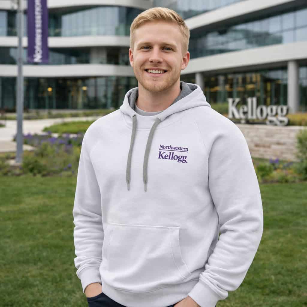 Northwestern I Kellogg Antigua Men's Victory White Pullover Hood