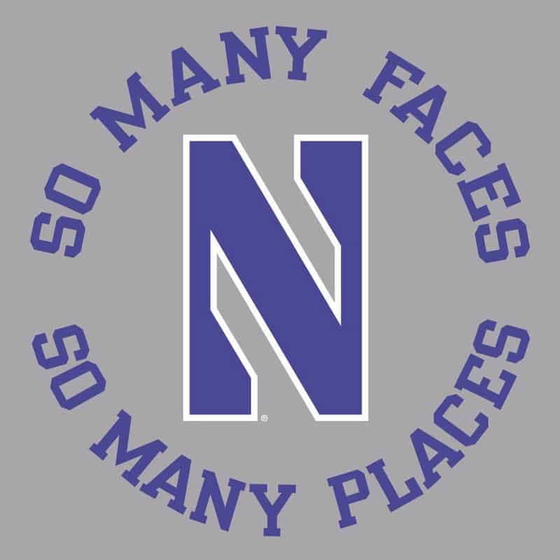 Northwestern University Wildcats Champion Men's Tee With So Many Faces So Many Places Design
