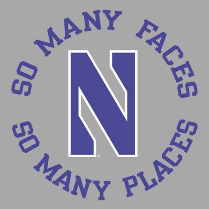 Northwestern University Wildcats Champion Men's Tee With So Many Faces So Many Places Design