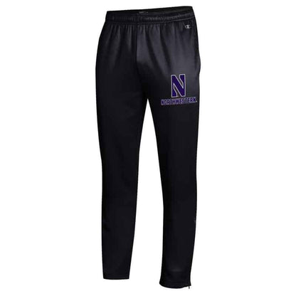 Northwestern University Wildcats Champion Men's Black Field Day Fleece Pant With Stylized N over Northwestern Design
