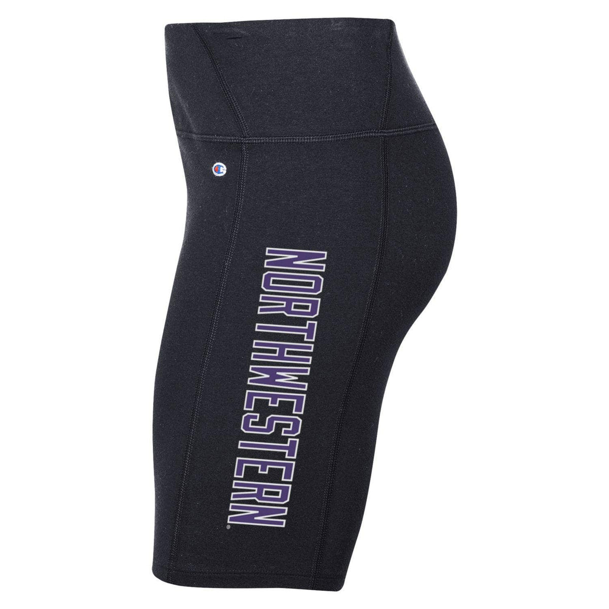 Northwestern University Wildcats Women’s Champion Football Fan Black 7" Biker Shorts