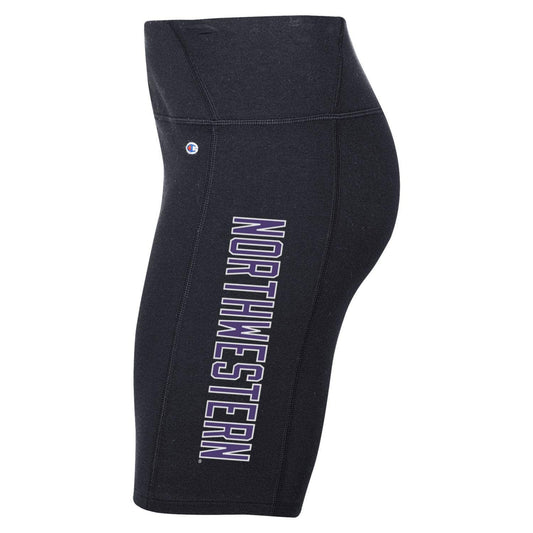 Northwestern University Wildcats Women’s Champion Football Fan Black 7" Biker Shorts