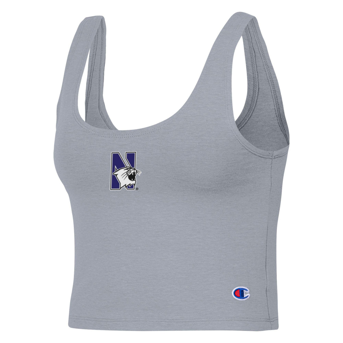 Northwestern University Wildcats Women’s Champion Tailgate Her Grey Heather Scoop Neck Crop