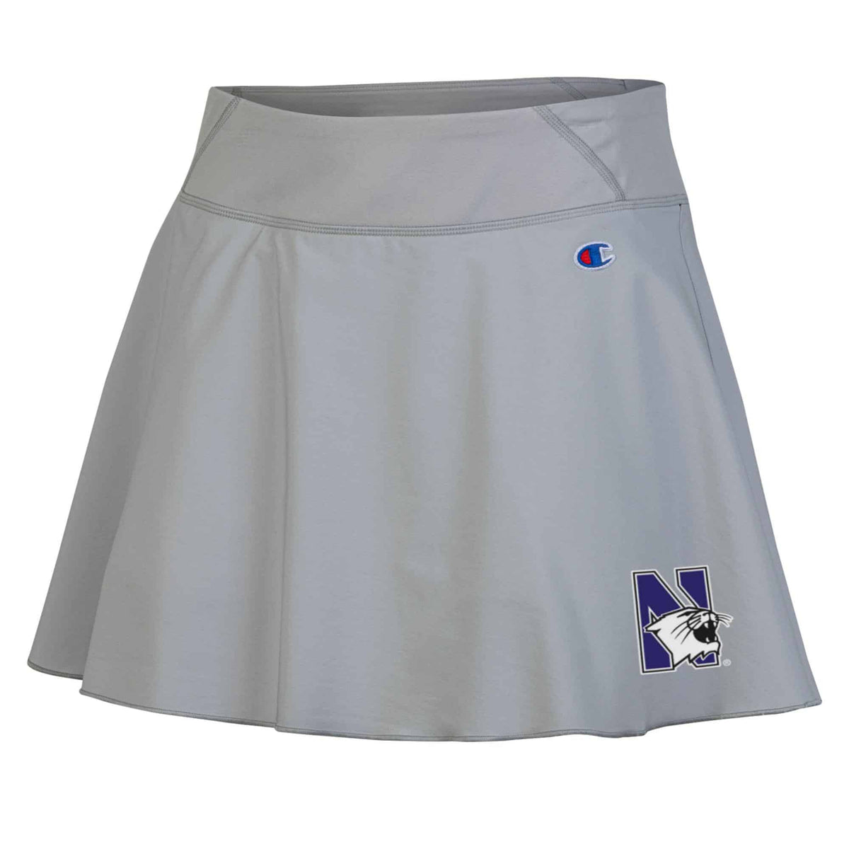 Northwestern University Wildcats Women’s Champion Soft Touch Silver Skort with N-Cat Design
