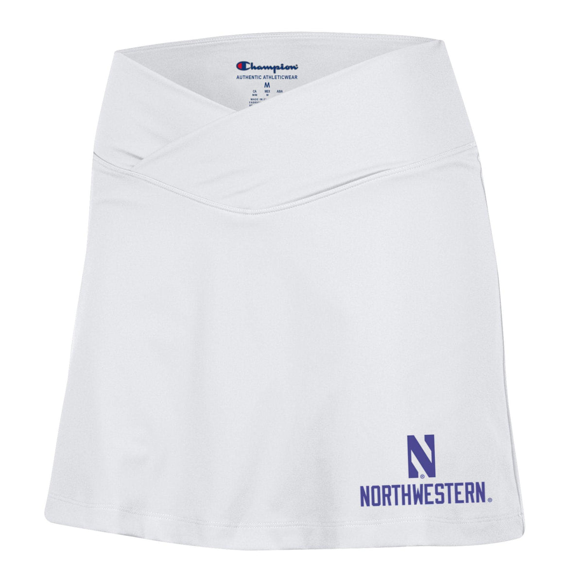 Northwestern University Wildcats Women’s Champion New Generation II White Skort with N over Northwestern Design