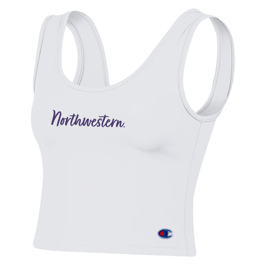 Northwestern University Wildcats Women’s Champion Tailgate Her White Scoop Neck Crop Tank