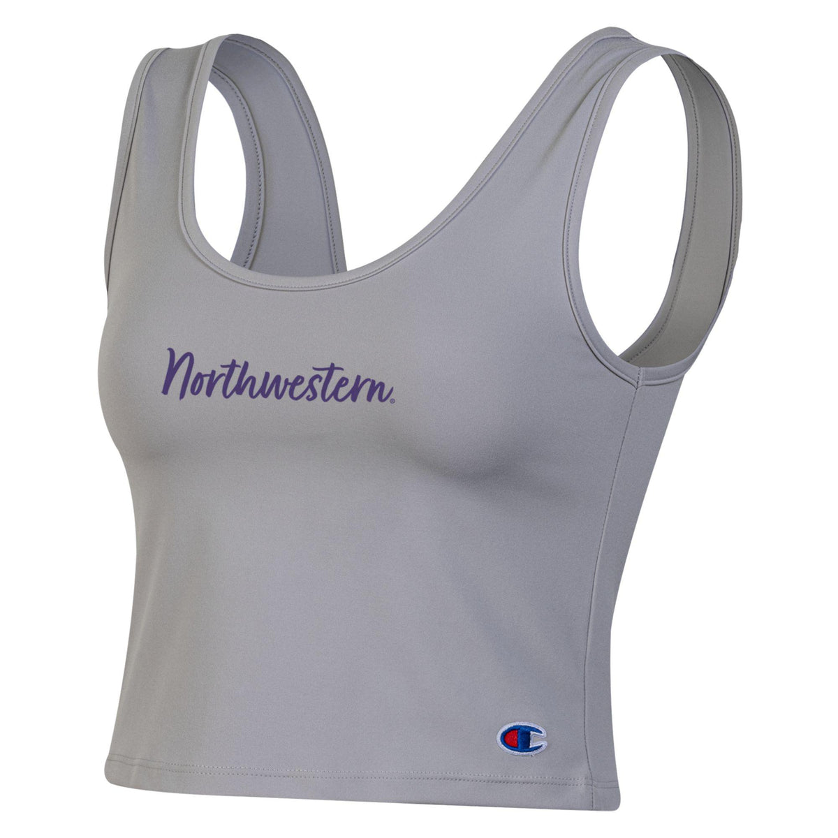Northwestern University Wildcats Women’s Champion Tailgate Her Silver Opal Scoop Neck Crop Tank