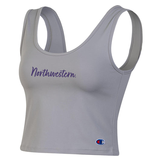 Northwestern University Wildcats Women’s Champion Tailgate Her Silver Opal Scoop Neck Crop Tank