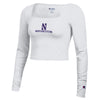 Northwestern University Wildcats Women’s Champion Tailgate Her White Long Sleeve Square Neck Crop