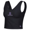Northwestern University Wildcats Women’s Champion Tailgate Her Black Ottoman Rib Vneck Crop