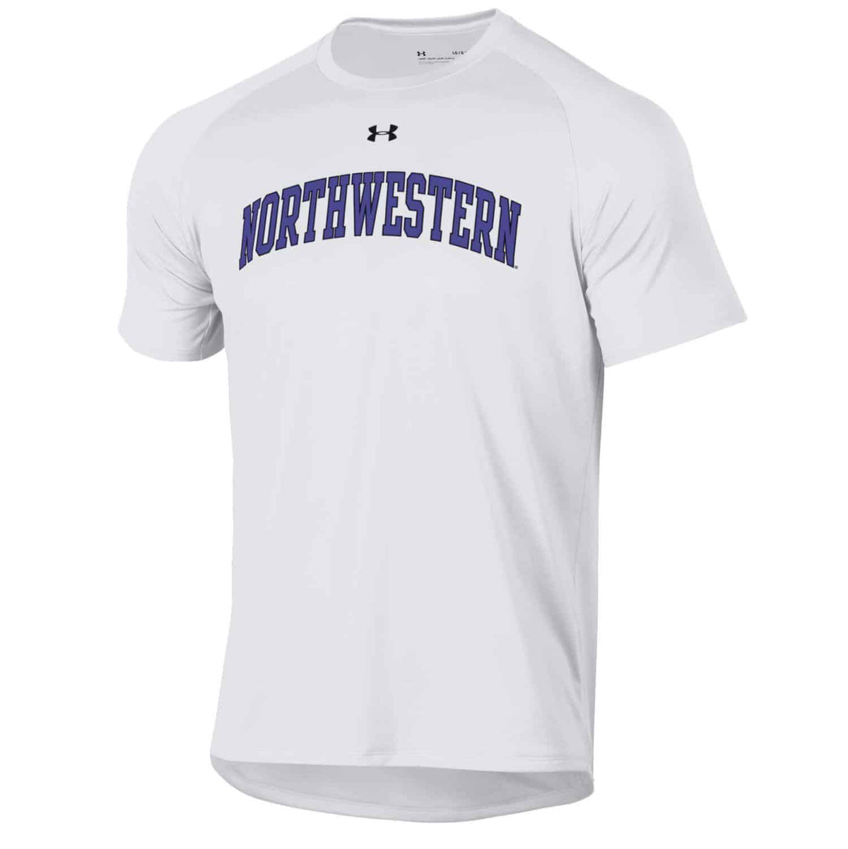 Northwestern University Wildcats Under Armour® Men's Tech White Short-Sleeve Tee Shirt with Printed Arched Northwestern Design-2
