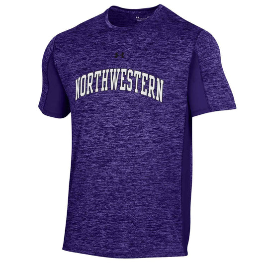 Northwestern University Wildcats Men’s Under Armour Purple Tech Performance Mesh Short Sleeve Tee with Arched Northwestern Design