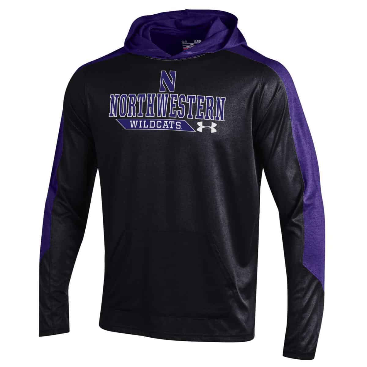 Northwestern University Wildcats Men’s Sideline Under Armour Black & Purple Hooded T-Shirt