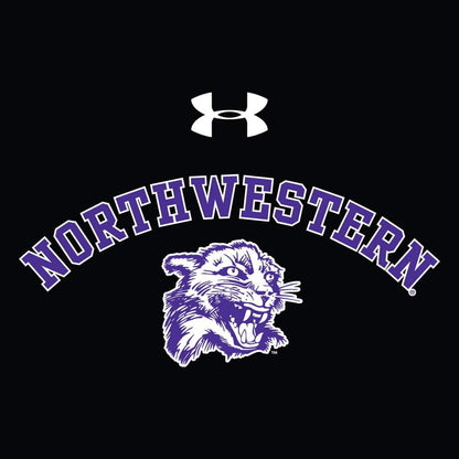 Northwestern University Wildcats Men’s Under Armour Triblend Black Heather Tee with Vintage Wildcat Design
