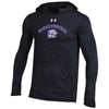 Northwestern University Wildcats Men’s Under Armour Triblend Black Heather Hooded Long Sleeve Tee with Vintage N-Cat Design