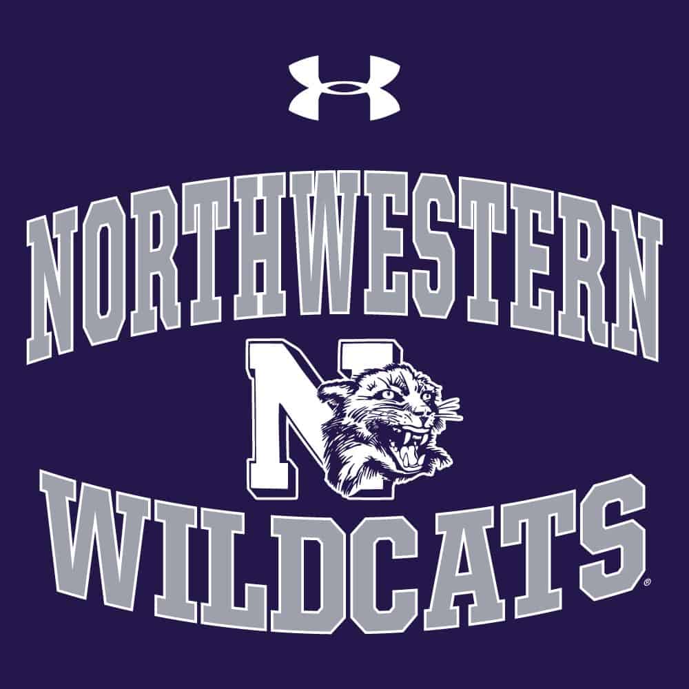 Northwestern University Wildcats Men’s Under Armour Triblend Purple Heather Long Sleeve Tee with Vintage N-Cat Design