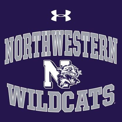 Northwestern University Wildcats Men’s Under Armour Triblend Purple Heather Long Sleeve Tee with Vintage N-Cat Design