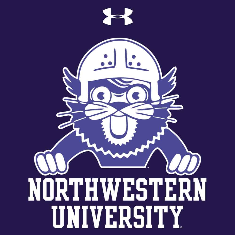 Northwestern University Wildcats Men’s Under Armour Triblend Grey Tee with Vintage Wildcat with the Helmet Design