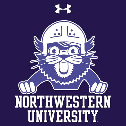Northwestern University Wildcats Men’s Under Armour Triblend Purple Tee with Vintage Wildcat with the Helmet Design